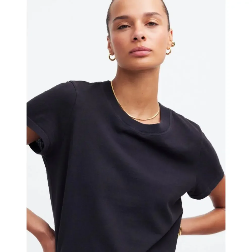 Madewell Premium Standard 01. The Shrunken Tee WMNS XS Black Charcoal Crew Neck